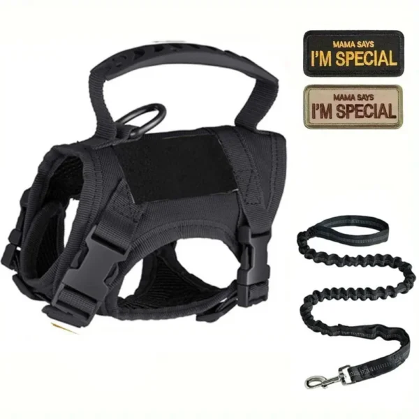 Tactical Cat and Small Dog Harness Leash Set with Handle and Patches