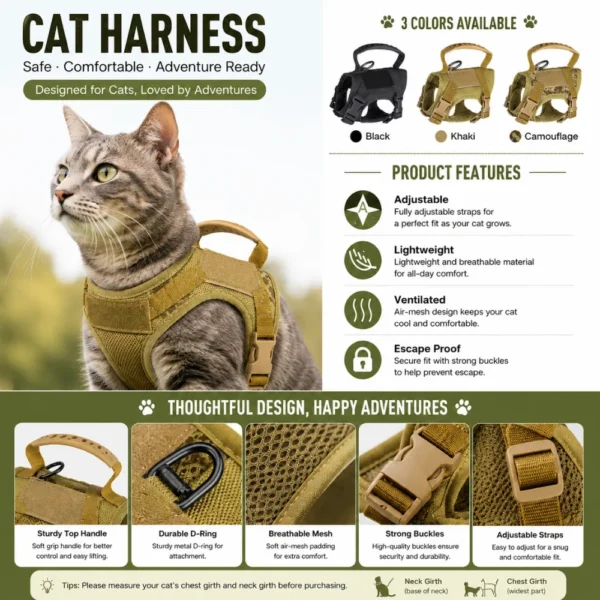 cchwm0264664-04.webp Escape-Proof Tactical Cat and Small Dog Harness with Handle and Breathable Mesh – product view 4