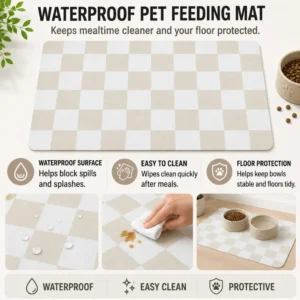 Waterproof Checkerboard Pet Feeding Mat for Dogs and Cats – product view 4