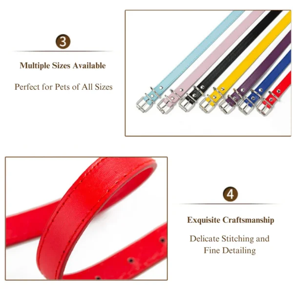 dchwm0002168-02.webp Multi Size Solid Colour Classic Design Adjustable Metal Buckle PU Leather Dog Collar – product view 2