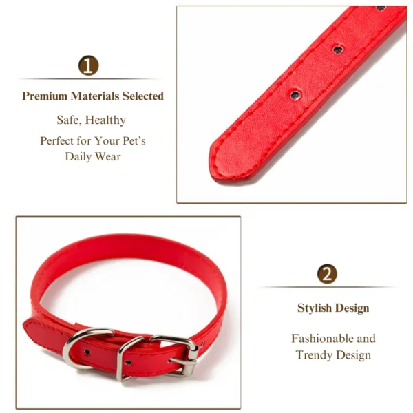 dchwm0002168-03.webp Multi Size Solid Colour Classic Design Adjustable Metal Buckle PU Leather Dog Collar – product view 3