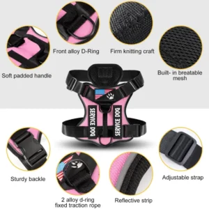 dchwm0027272-04.webp Reflective Solid Color Tactical Dog Vest Harness with Handle – product view 4