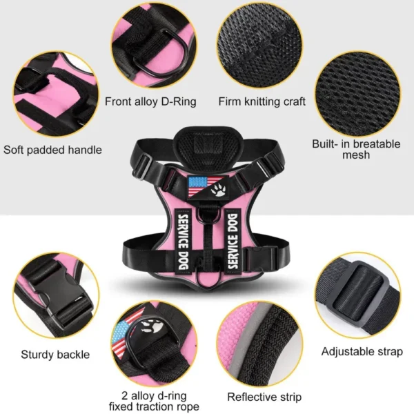 dchwm0027272-04.webp Reflective Solid Color Tactical Dog Vest Harness with Handle – product view 4