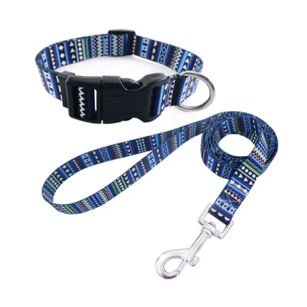 Outdoor Travel Fashion Printed Dog Leash Collar Set