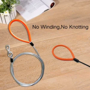Tangle-Free Durable Anti-Chew Steel Wire Leash for Dogs - 4.76mm Width – product view 4
