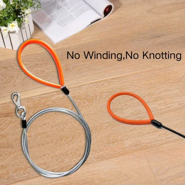 dchwm0033508-04.webp Tangle-Free Durable Anti-Chew Steel Wire Leash for Dogs - 4.76mm Width – product view 4