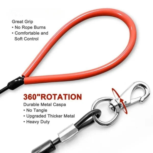 dchwm0033508-05.webp Tangle-Free Durable Anti-Chew Steel Wire Leash for Dogs - 4.76mm Width – product view 5
