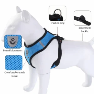 dchwm0034263-04.webp Reflective Breathable Mesh Pet Harness and Leash Set with Adjustable Buckles – product view 4