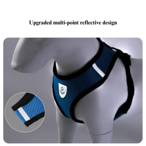 dchwm0034263-05.webp Reflective Breathable Mesh Pet Harness and Leash Set with Adjustable Buckles – product view 5