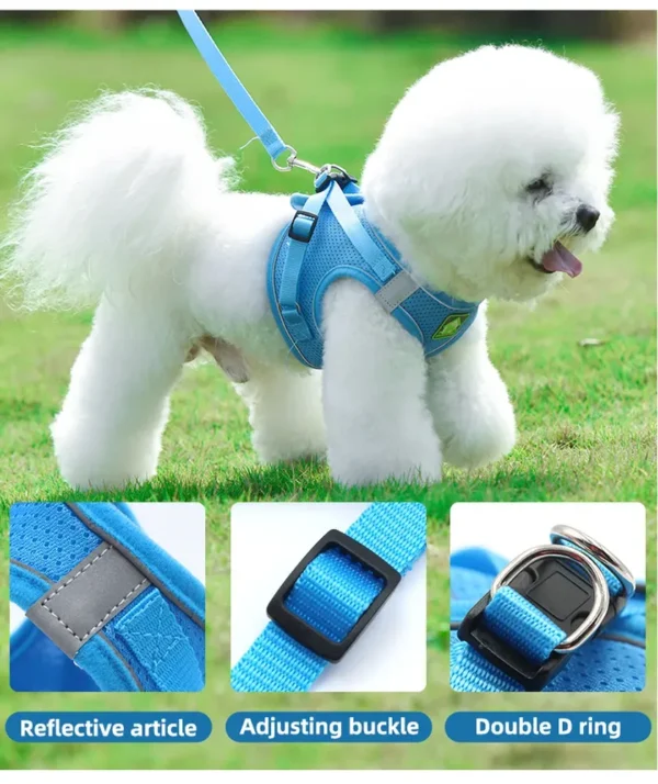 dchwm0034674-05.webp Reflective Breathable Pet Harness Leash Set with Adjustable Chest Strap – product view 5