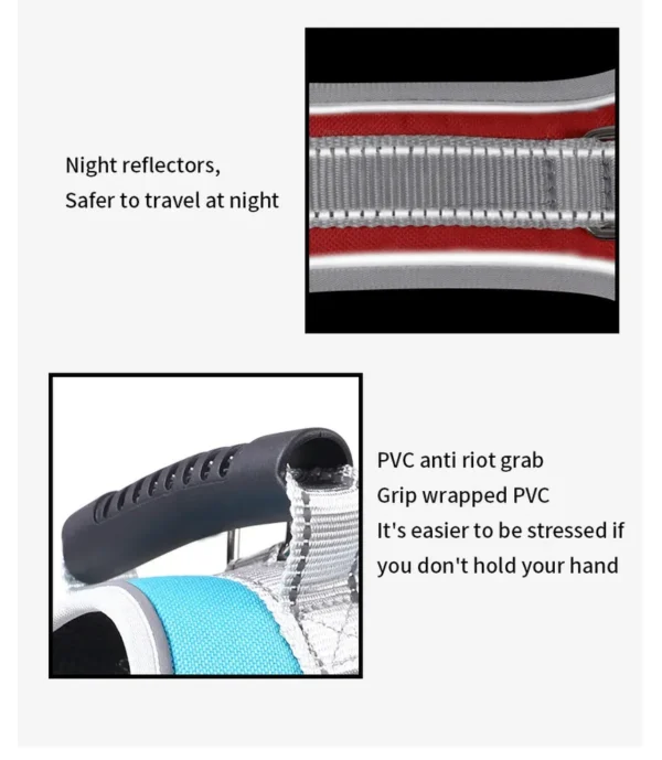 dchwm0036483-04.webp Adjustable Reflective Pet Harness and Leash Set with Alloy D-Ring – product view 4
