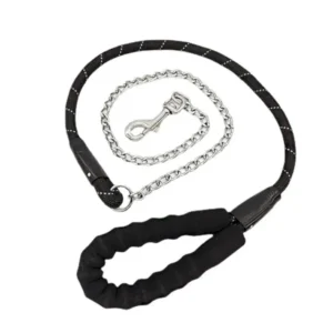 Padded Handle Strong Nylon Dog Leash with Anti-Chewing Chain