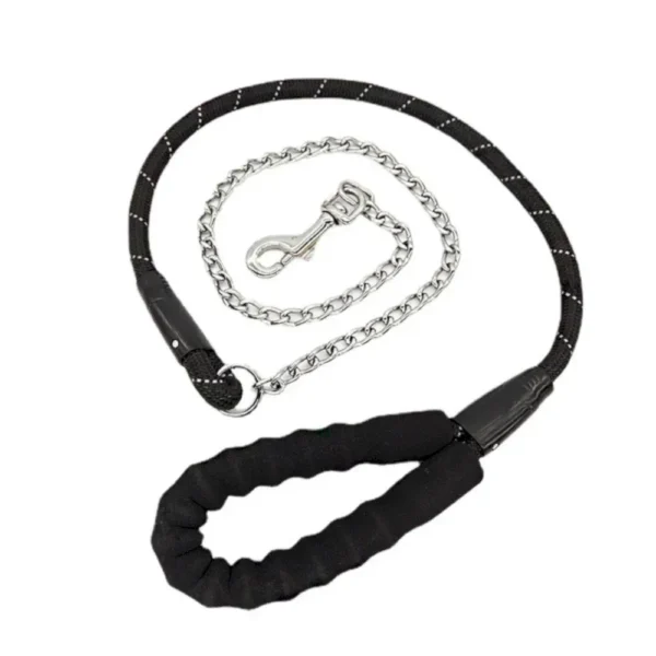 Padded Handle Strong Nylon Dog Leash with Anti-Chewing Chain