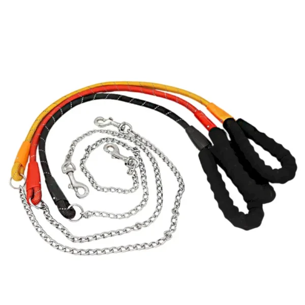 dchwm0039991-06.webp Padded Handle Strong Nylon Dog Leash with Anti-Chewing Chain – product view 6