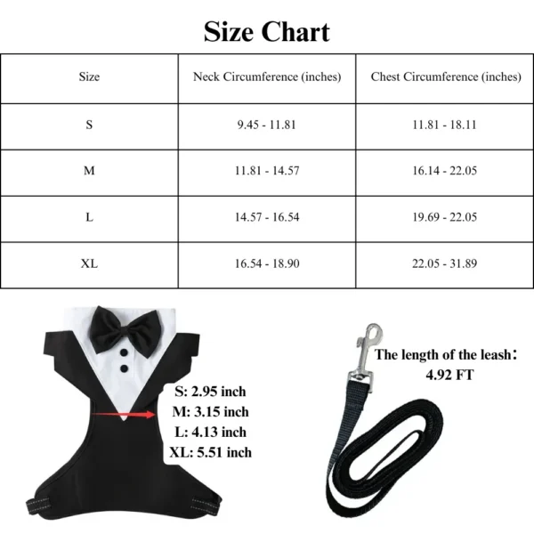 dchwm0040709-04.webp Formal Occasions Pet Vest-Style Harness with Bowtie and Adjustable Leash for Dogs – product view 4