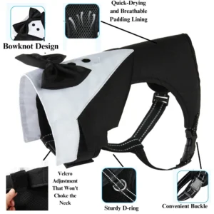 dchwm0040709-06.webp Formal Occasions Pet Vest-Style Harness with Bowtie and Adjustable Leash for Dogs – product view 6