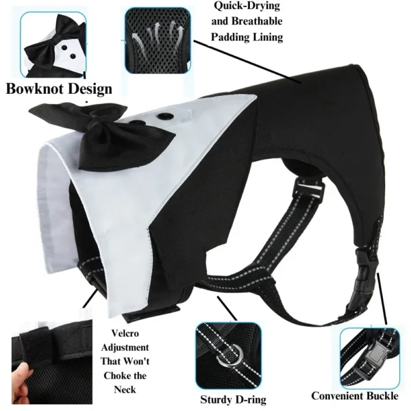 dchwm0040709-06.webp Formal Occasions Pet Vest-Style Harness with Bowtie and Adjustable Leash for Dogs – product view 6