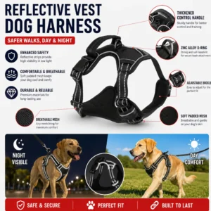 dchwm0046580-04.webp Reflective Dog Harness with Thickened Control Handle – product view 4