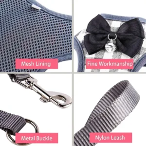 dchwm0048743-04.webp Small Dog Harness and Leash Set Pet Harness with Soft Mesh – product view 4