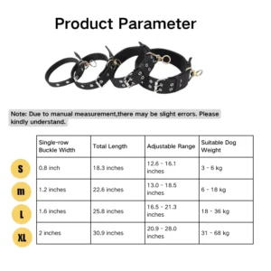 Black Durable Dog Collar for Dogs with Metal Buckle – product view 2