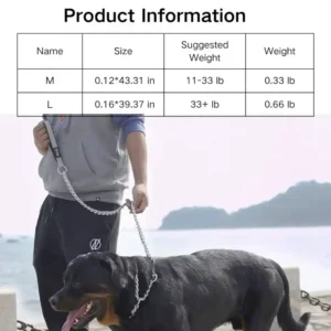 dchwm0051504-06.webp Chew Proof Metal Dog Leash for Medium Large Dogs – product view 6