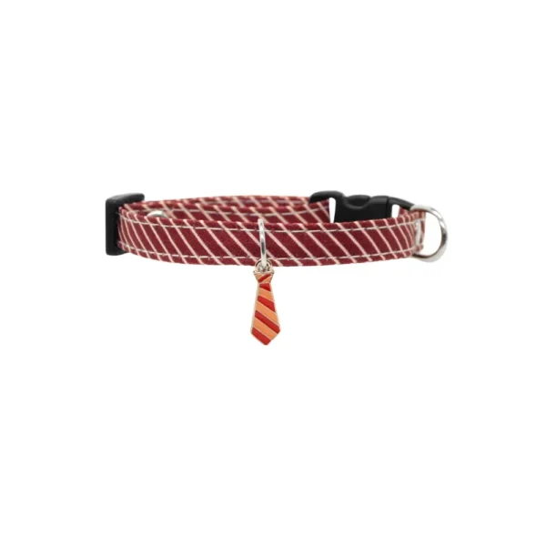 Adjustable Pet Collar with Necktie Pendant for Cats and Small Dogs