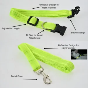dchwm0103484-02.webp Adjustable Collar Night Visibility Reflective Pet Dog Leash Collar Set – product view 2
