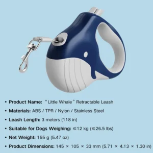 dchwm0109892-07.webp Whale Design Retractable Pet Leash with Ergonomic Grip for Small Pets – product view 7