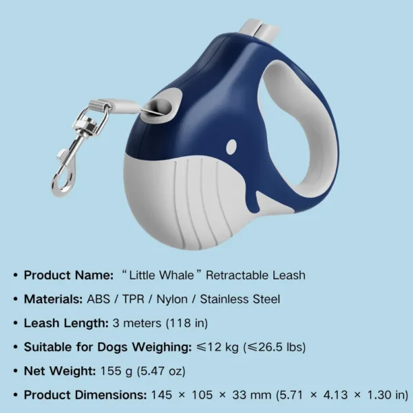dchwm0109892-07.webp Whale Design Retractable Pet Leash with Ergonomic Grip for Small Pets – product view 7