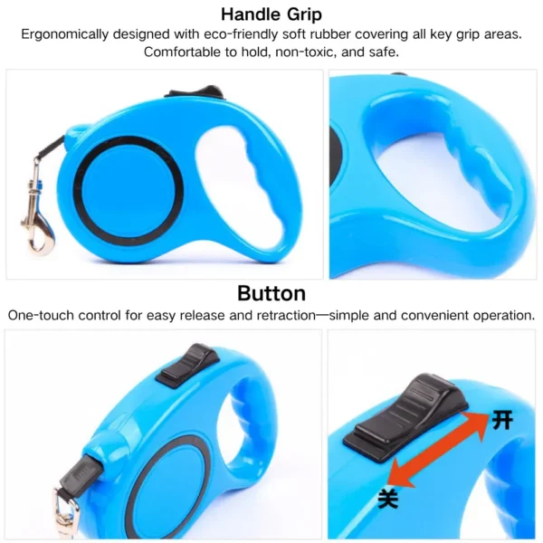 dchwm0115827-02.webp 16.4 Ft Retractable Dog Leash with Nylon Tape and Chrome-Plated Hook – product view 3
