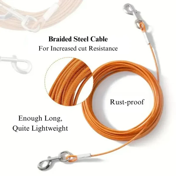 dchwm0130341-03.webp Dual Head Design Heavy Duty Steel Wire Dog Tie Out Leash, 0.19 Inches Thickness – product view 3