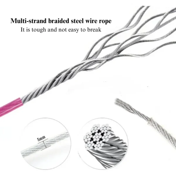 dchwm0130341-04.webp Dual Head Design Heavy Duty Steel Wire Dog Tie Out Leash, 0.19 Inches Thickness – product view 4