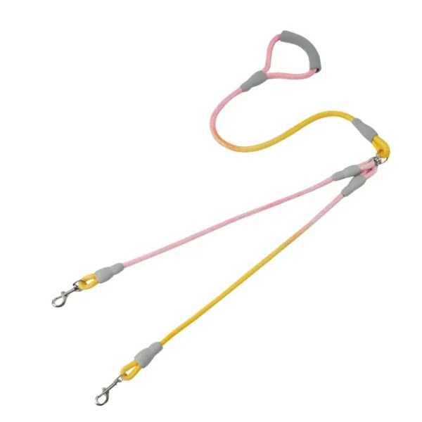 dchwm0136266-02.webp Outdoor Walking Woven Nylon Pet Rope Double Dog Leashes – product view 2