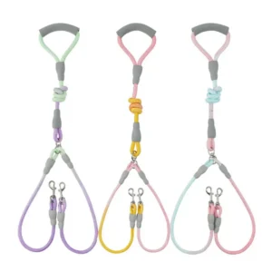 dchwm0136266-03.webp Outdoor Walking Woven Nylon Pet Rope Double Dog Leashes – product view 3