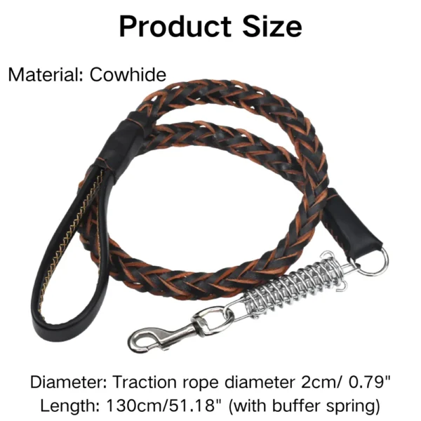dchwm0142976-02.webp Durable Cowhide Braided Dog Leash for Large and Medium Dogs – product view 2