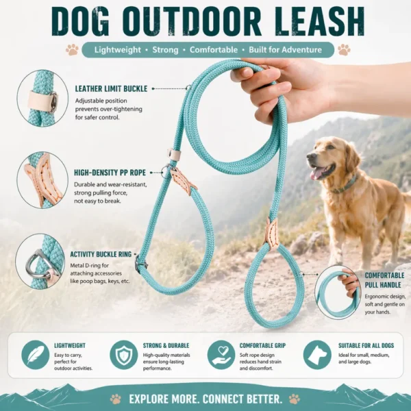 dchwm0143705-04.webp Outdoor Woven Lead P Type Rope Pet Dog Leashes for Training and Walking – product view 4