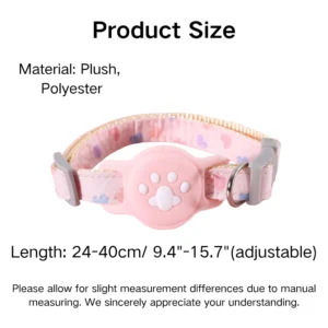 Silicone Airtag Holder Adjustable Love Heart and Paw Pet Collar – product view 3