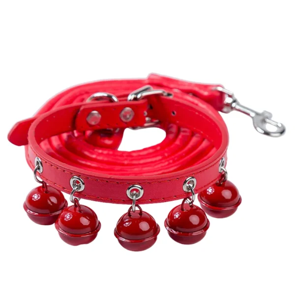 dchwm0164373-01.webp Adjustable PU Leather Pet Collar and Leash Set with 5 Bells