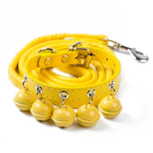 dchwm0164373-03.webp Adjustable PU Leather Pet Collar and Leash Set with 5 Bells – product view 3