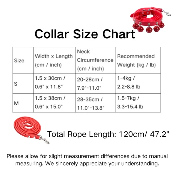 dchwm0164373-06.webp Adjustable PU Leather Pet Collar and Leash Set with 5 Bells – product view 6
