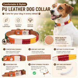 Leather Adjustable Dogs Cat Collar Decorative Pet Necklace – product view 4