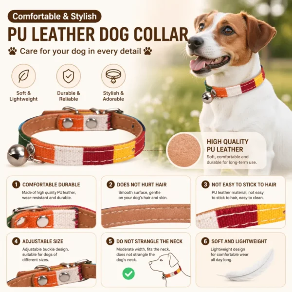 dchwm0165825-04.webp Leather Adjustable Dogs Cat Collar Decorative Pet Necklace – product view 4