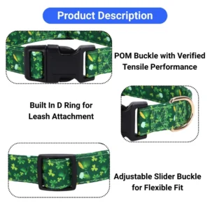 St Patrick Day Beer Clover Bow Tie Dog Collar Festive Pet Accessory – product view 3