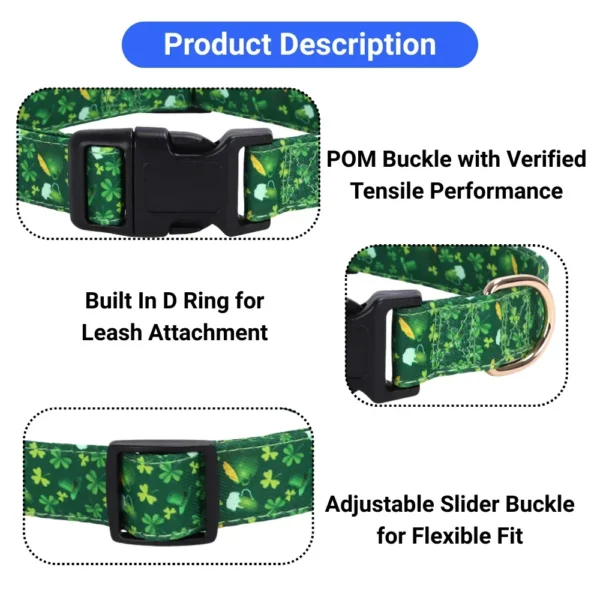 dchwm0211656-04.webp St Patrick Day Beer Clover Bow Tie Dog Collar Festive Pet Accessory – product view 3