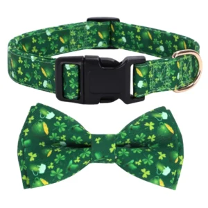 St Patrick Day Beer Clover Bow Tie Dog Collar Festive Pet Accessory | Wholesale Dog Collars