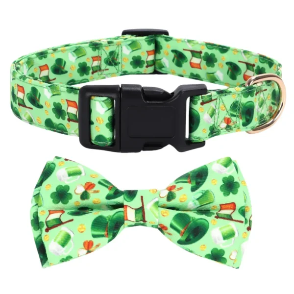 dchwm0211788-06.webp St Patrick Day Beer Clover Bow Tie Dog Collar Festive Pet Accessory – product view 6