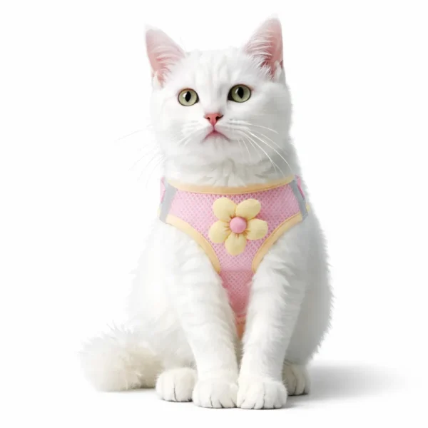 dchwm0218246-01.webp Cute Flower 3 Colors Option Pet Harness and Leash Set