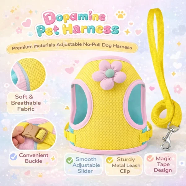 dchwm0218246-04.webp Cute Flower 3 Colors Option Pet Harness and Leash Set – product view 4