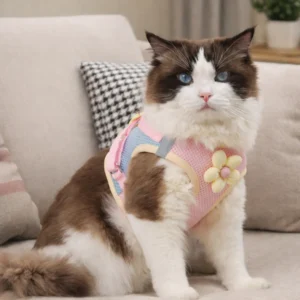 dchwm0218246-05.webp Cute Flower 3 Colors Option Pet Harness and Leash Set – product view 5