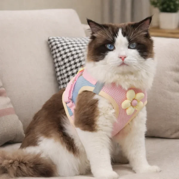 dchwm0218246-05.webp Cute Flower 3 Colors Option Pet Harness and Leash Set – product view 5